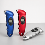 Blue, red and silver digital tyre pressure gauge colour options