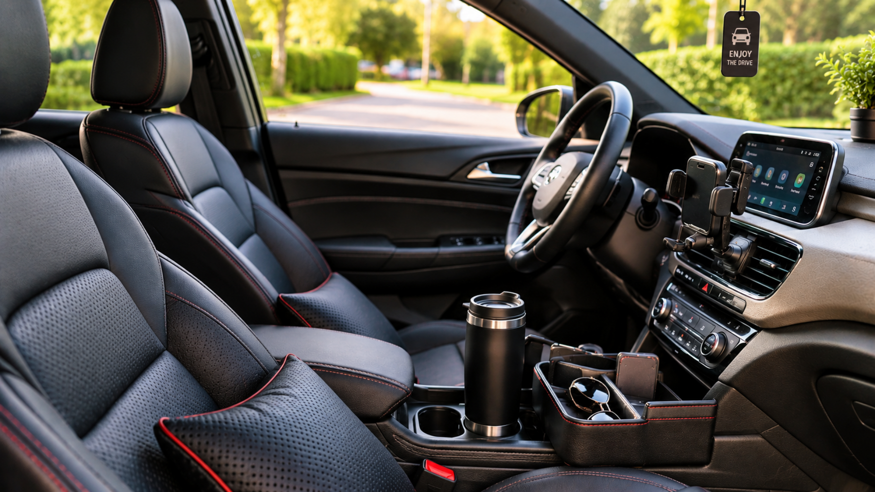 Practical car accessories in a clean and organised vehicle