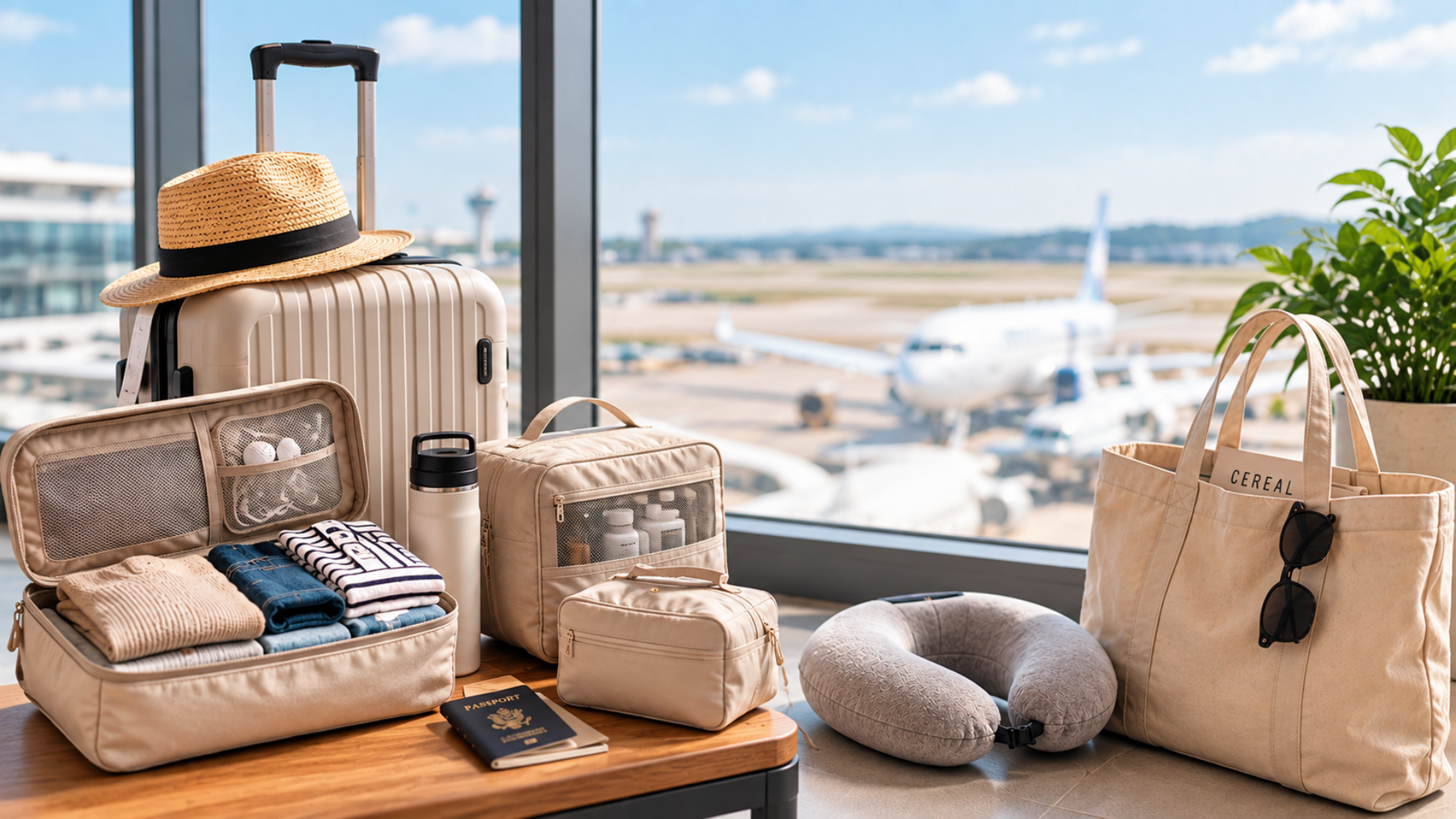 Organised suitcase with practical travel and packing essentials