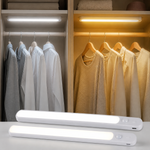 Wardrobe lights demonstrating white and warm yellow illumination